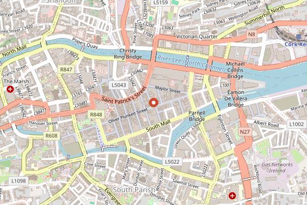 Map showing The Long Valley Bar in Cork