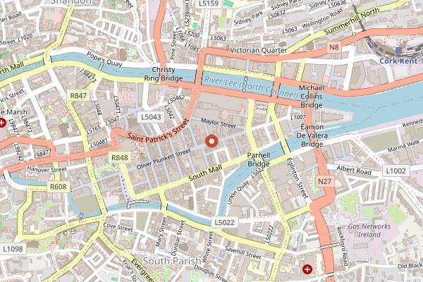 Map showing The Oliver Plunkett in Cork