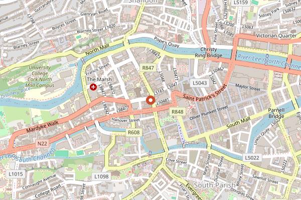 Map showing The Raven Bar in Cork