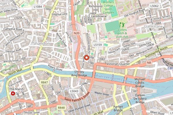 Map showing Murphy's Brewery in Cork