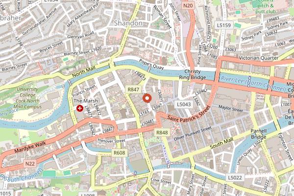 Map showing Coal Quay Saturday Market in Cork