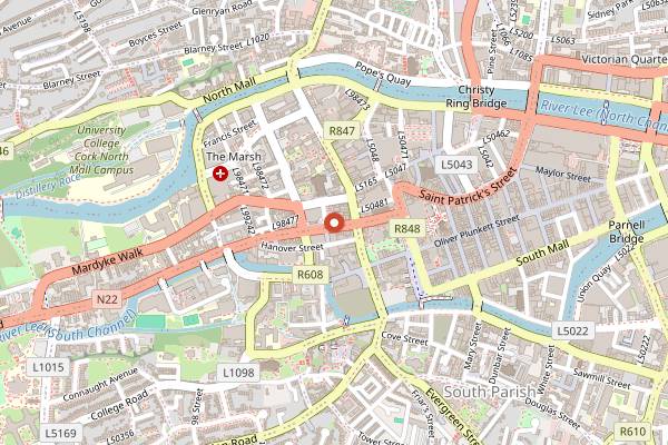 Map showing Liberty Grill Cafe in Cork