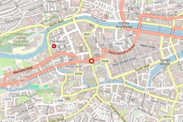 Map showing Filter South Main Street in Cork