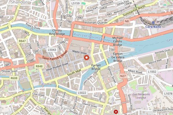 Map showing Market Lane in Cork