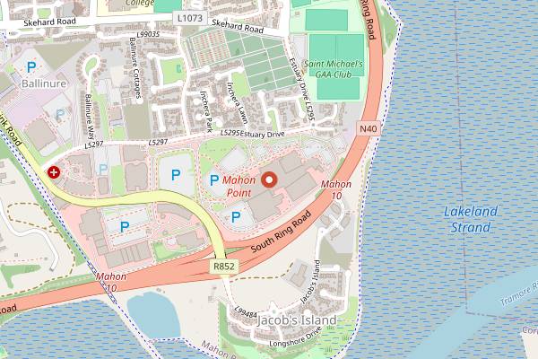Map showing Mahon Point Farmers Market Summer Series in Cork