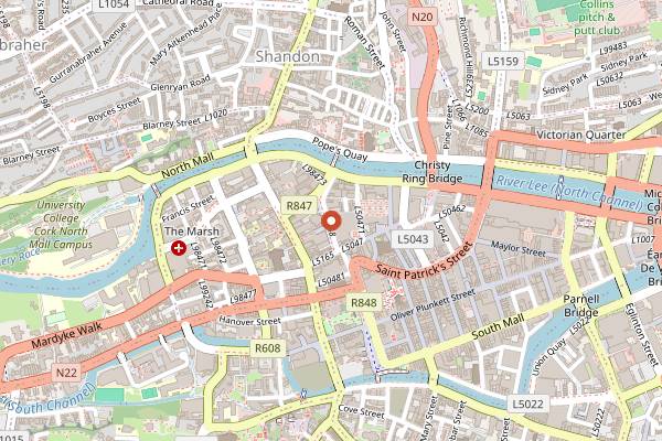 Map showing Cork Brewing and Craft Beer Trail in Cork
