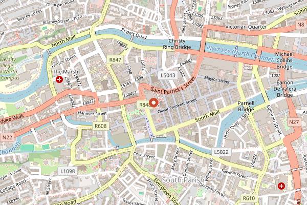 Map showing Cork English Market Guided Food Tour in Cork