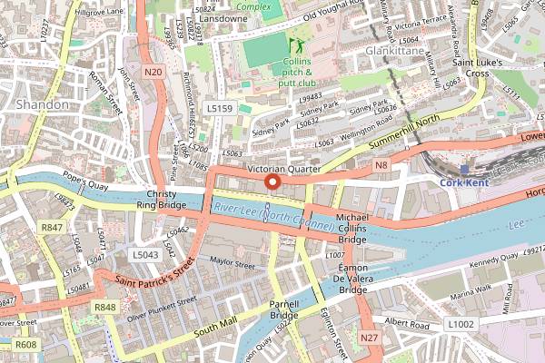 Map showing MacCurtain Wine Cellar in Cork