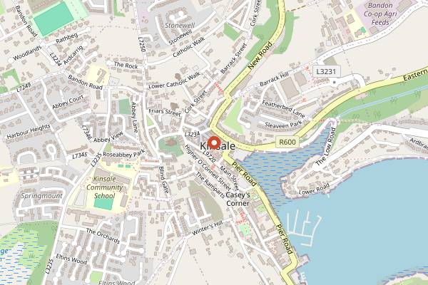 Map showing Kinsale Farmers Market in Cork
