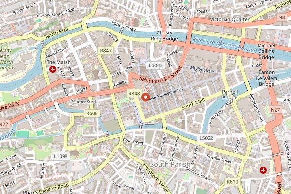 Map showing Voodoo Rooms Rooftop in Cork