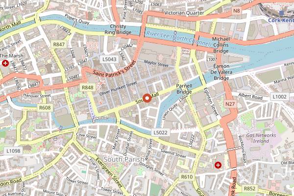 Map showing Jacobs on the Mall Wine List in Cork
