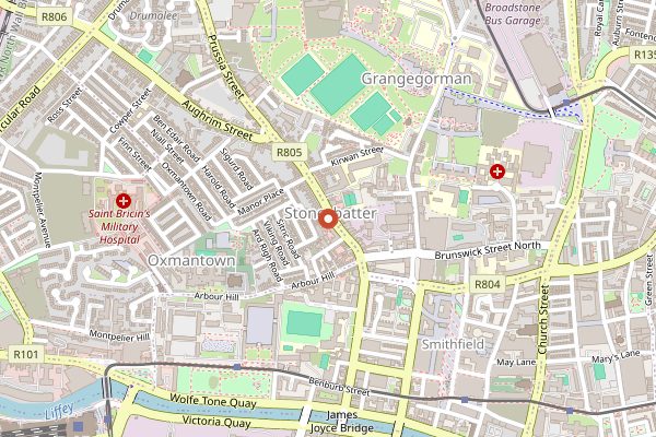 Map showing The Green Door Bakery in Dublin