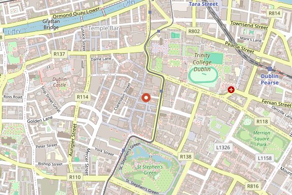 Map showing Davy Byrnes in Dublin