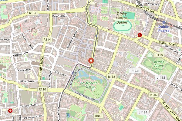Map showing Peruke and Periwig in Dublin