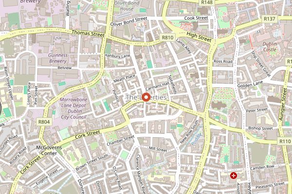 Map showing The Fumbally in Dublin