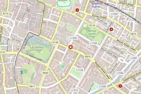 Map showing Pearl Brasserie in Dublin