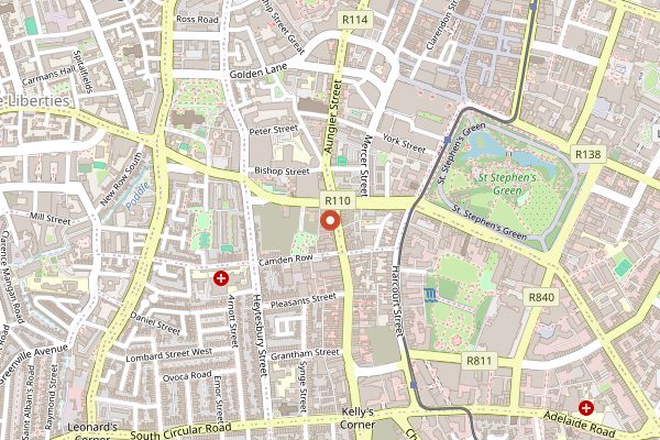 Map showing Bunsen Wexford Street in Dublin
