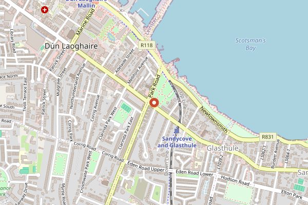 Map showing Dún Laoghaire People's Park Market in Dublin