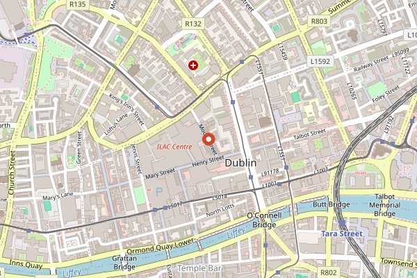 Map showing Moore Street Market in Dublin