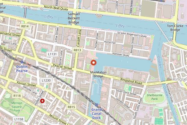 Map showing The Rooftop Bar at Anantara The Marker in Dublin