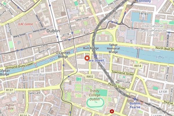 Map showing Mulligan's in Dublin