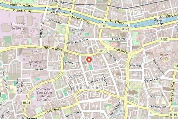 Map showing Vicar Street in Dublin