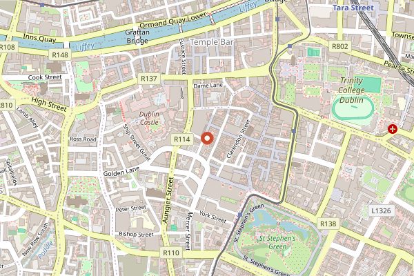 Map showing Drury Buildings in Dublin