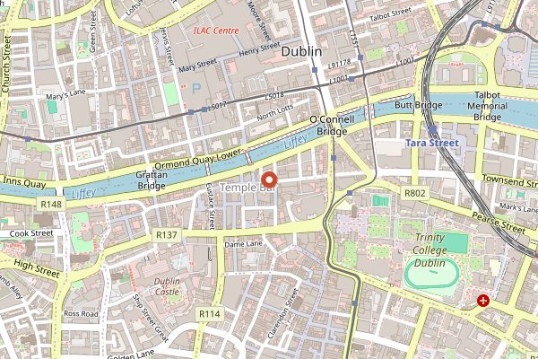 Map showing Gallagher's Boxty House in Dublin