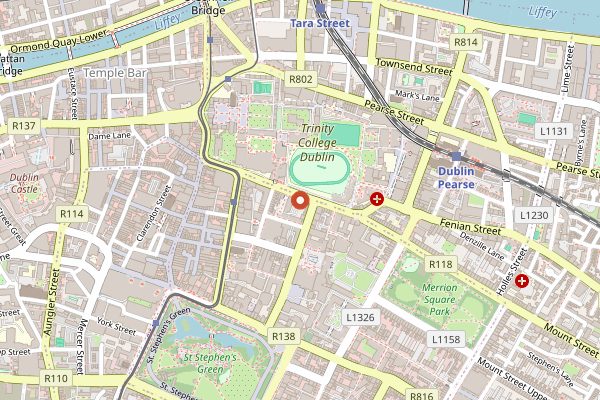 Map showing The Pig's Ear in Dublin