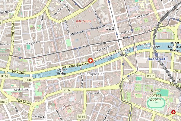 Map showing The Winding Stair in Dublin