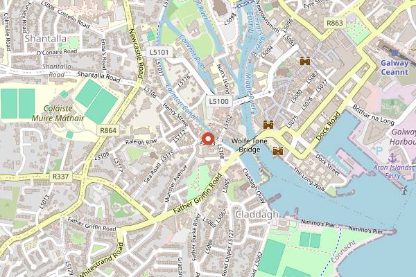 Map showing Taylor's Bar in Galway