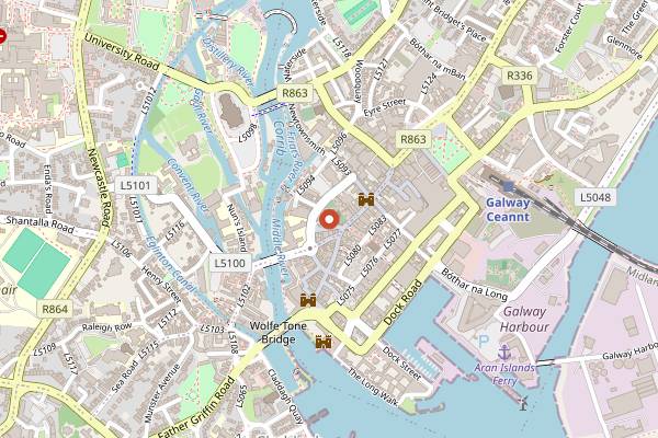 Map showing Galway Saturday Market in Galway