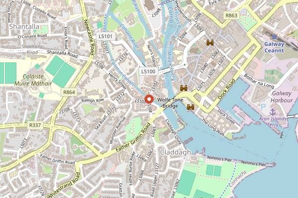 Map showing John Keogh's in Galway