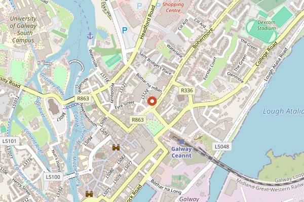 Map showing The Charcoal Grill in Galway