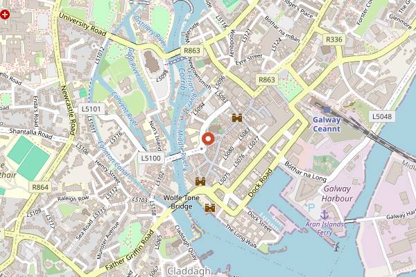 Map showing Sheridans Cheesemongers Wine Bar in Galway