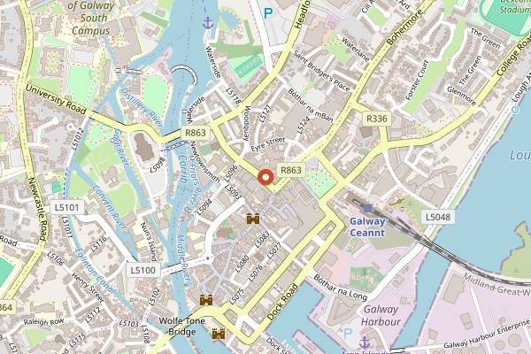 Map showing Cellar Bar in Galway