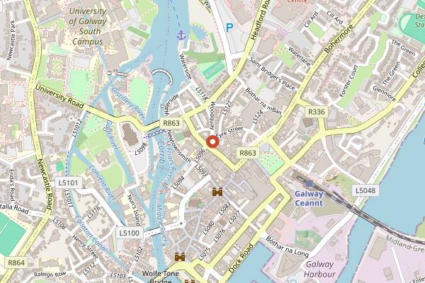 Map showing McSwiggin's Bar in Galway