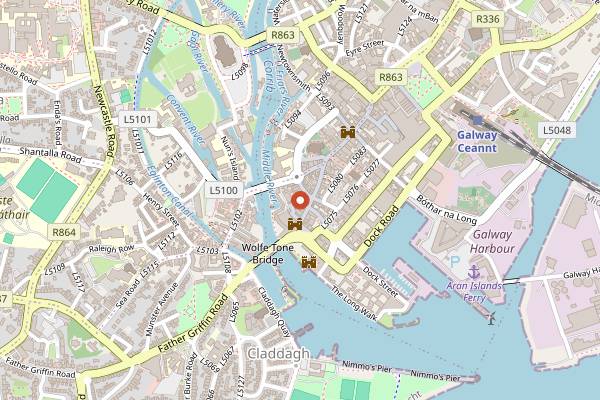 Map showing The Lane Wine Bar in Galway