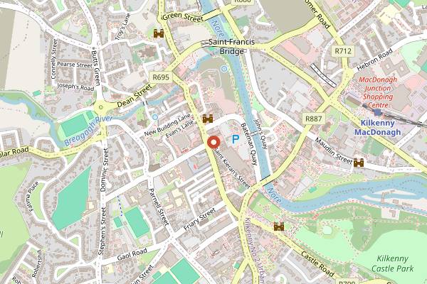 Map showing The Yard Cafe in Kilkenny