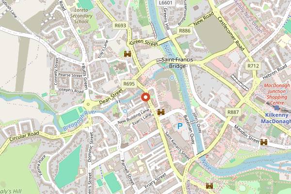 Map showing Cleere's Bar and Theatre in Kilkenny