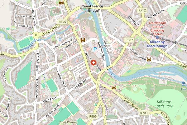 Map showing Kyteler's Inn in Kilkenny