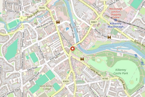 Map showing The Grapevine Wine and Tapas Bar in Kilkenny