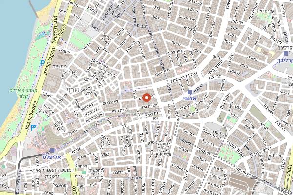 Map showing Alexander Bread & Bakery in Tel Aviv