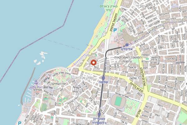 Map showing Haj Kahil in Tel Aviv