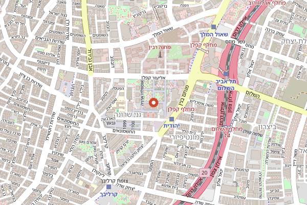 Map showing Sarona Market in Tel Aviv