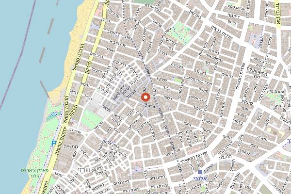 Map showing Poli House Rooftop Bar in Tel Aviv