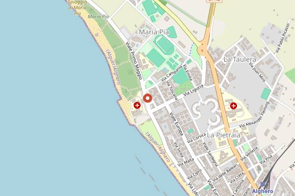Map showing La Pergola in Alghero