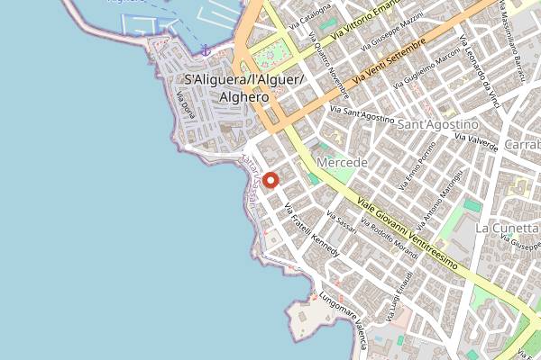 Map showing Trattoria Maristella in Alghero