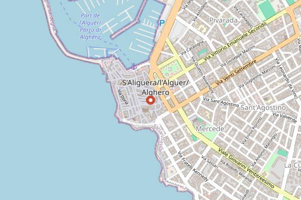 Map showing Trattoria da Mirko in Alghero