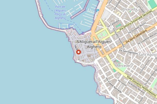 Map showing Trattoria Lo Romanì in Alghero